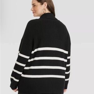 NWT * New Day Women's Open Layering Cardigan Black and White Striped